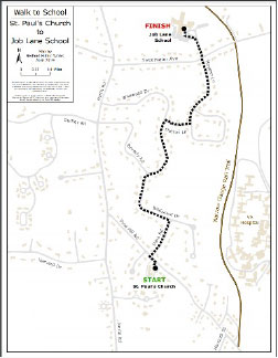 route map for a walk to school path