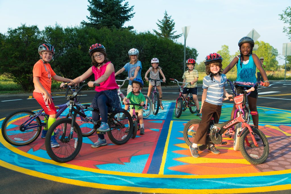 Bicyclists in Fort Collins, Colorado.